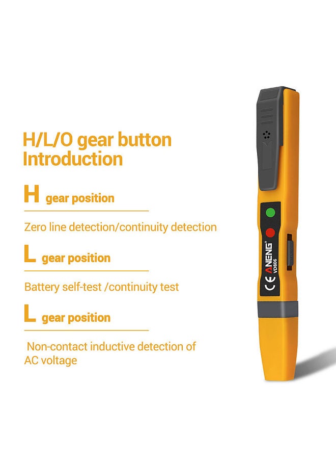VD806 Electric Voltage Tester Multifunctional Non-contact Pen Tester AC/DC Voltage Detector Electric Continuity Battery Test Pencil with Sound Light Alarm