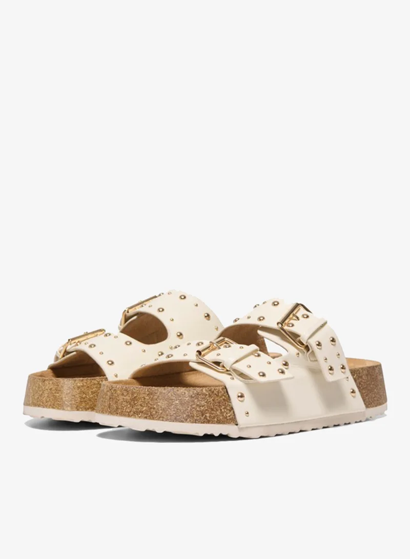 Only  Studded Two Buckle Flat Sandals for Women | Best Price UAE