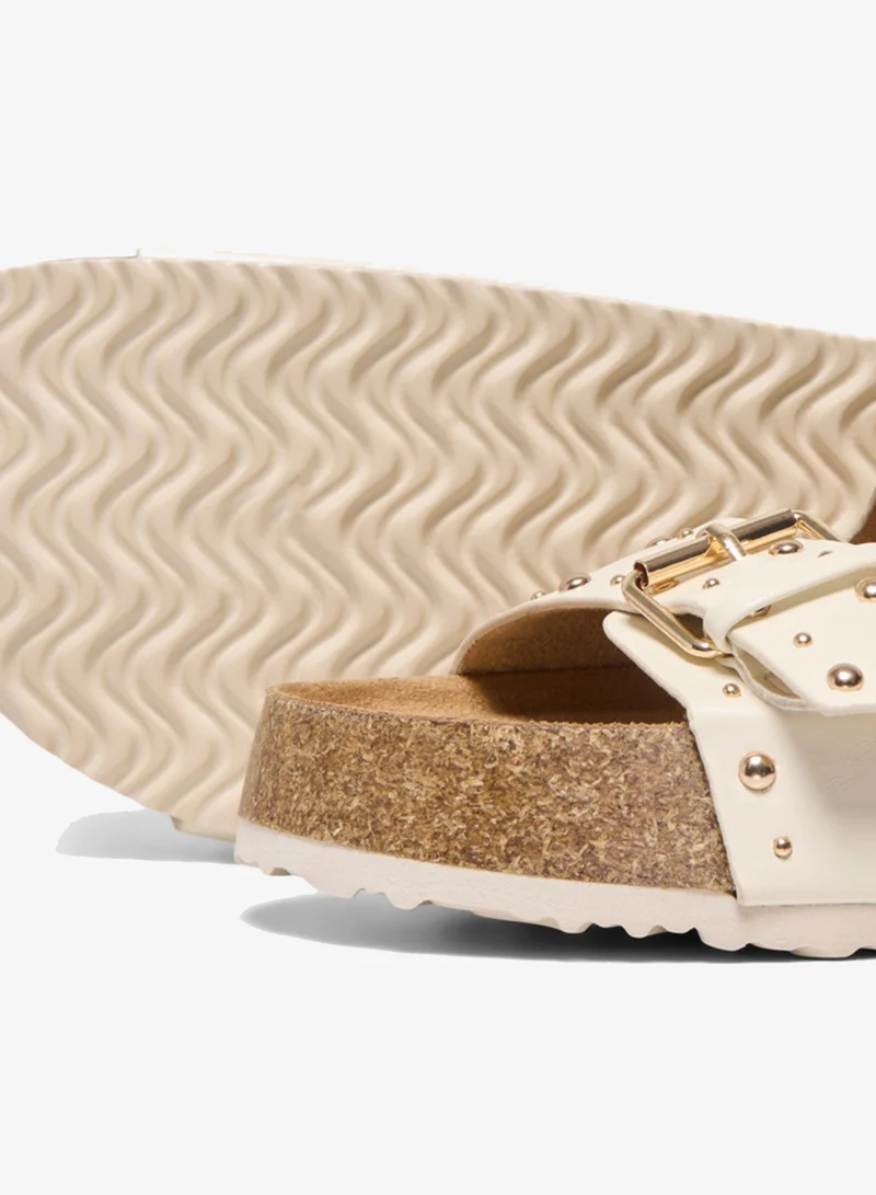 Only  Studded Two Buckle Flat Sandals for Women | Best Price UAE
