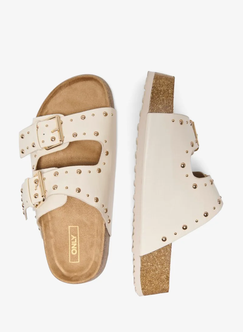 Only  Studded Two Buckle Flat Sandals for Women | Best Price UAE