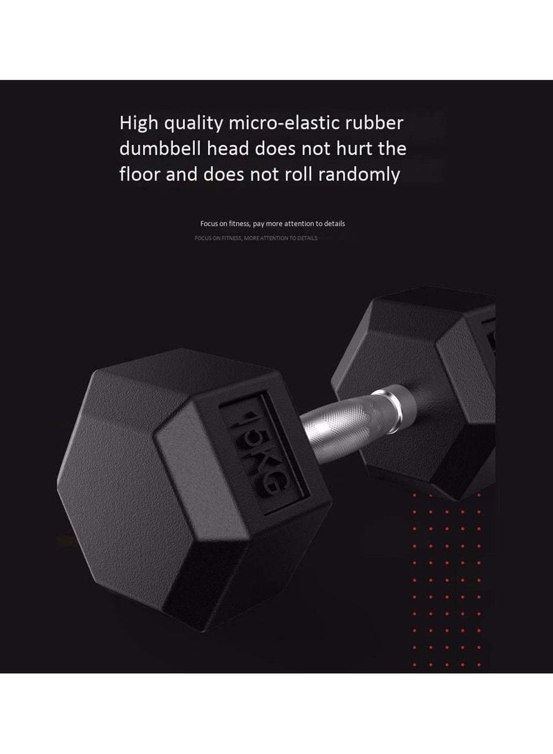 ULTIMAX Rubber Encased Dumbbell Set Hex Solid Iron Dumbbells - 8KG x 2 - Image 4