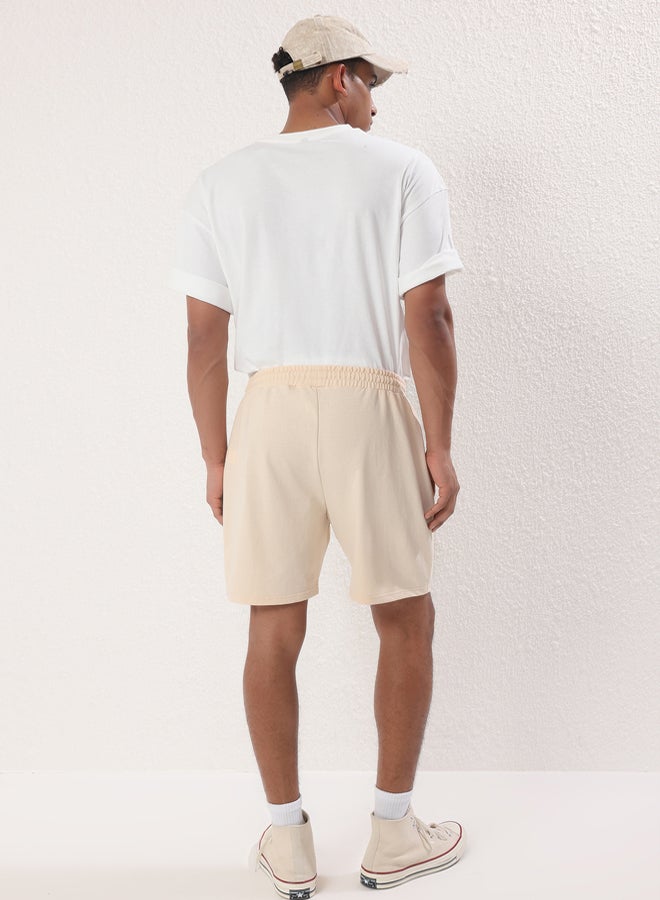 Trendyol Man Stone Regular/Normal Cut Cotton Shorts with Label Applique - Image 4