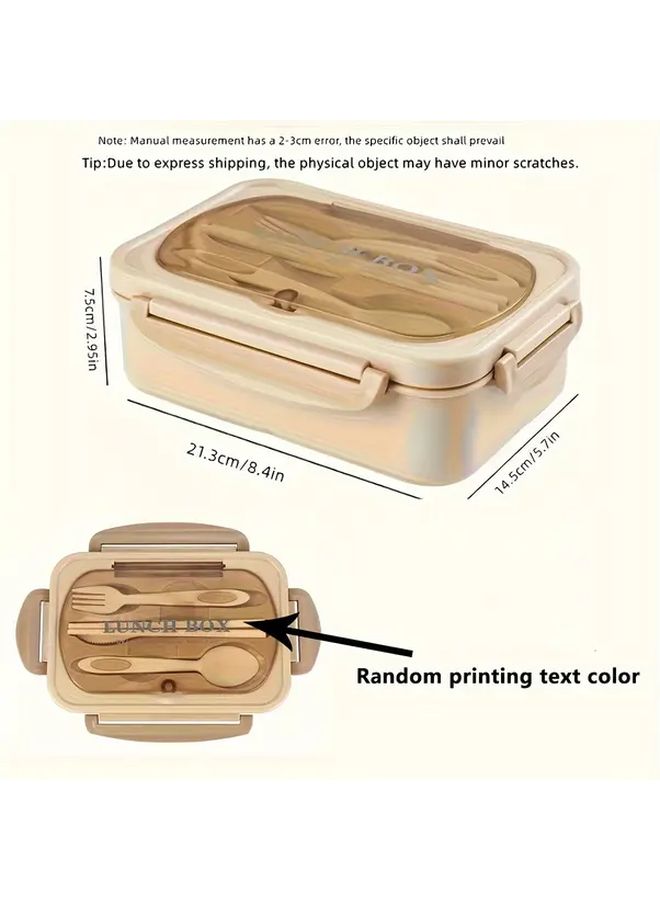 Leakproof Insulated Square Lunch Box With Built In Utensils 3 Compartment Microwave Safe In PP Green - Image 5