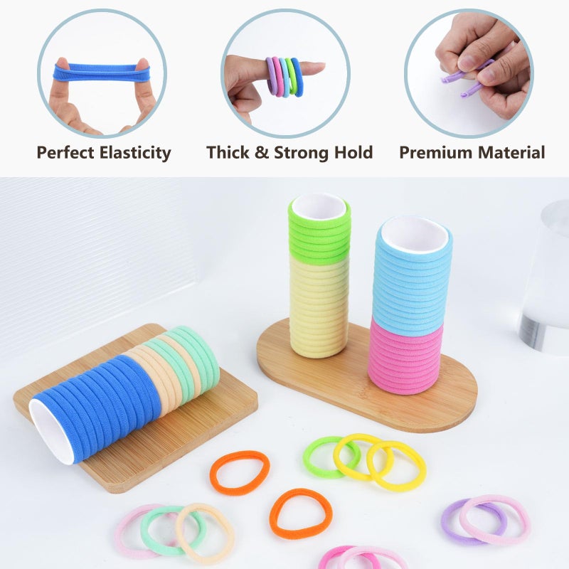 FVOLREM 100 PCS Hair Accessories: No Damage Seamless Ponytail Holders, Elastics and Bands for Thick Hair - For Girls & Women (Multicolor) - Image 4