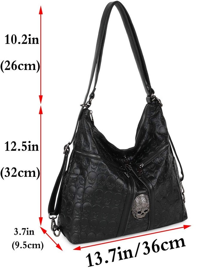 FiveloveTwo 3Ways Handbag and Purse for Women Punk Skull Tote Satchel Top-handle Shoulder Bag Backpack - Image 2