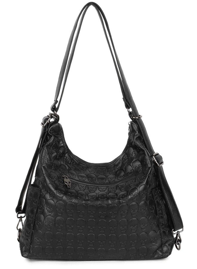 FiveloveTwo 3Ways Handbag and Purse for Women Punk Skull Tote Satchel Top-handle Shoulder Bag Backpack - Image 3