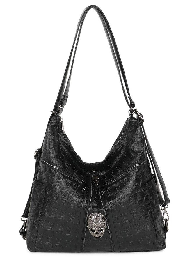 FiveloveTwo 3Ways Handbag and Purse for Women Punk Skull Tote Satchel Top-handle Shoulder Bag Backpack - Image 1