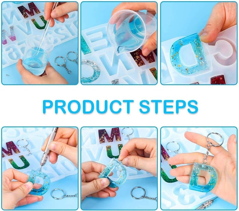 Snoogg Snoogg Resin Silicone ABCD Mold Without Hole and All 4 Colour Metallic Alcoholic Pigment Ink for Key Chain, Jewellery Accessories DIY Craft and More - Image 4
