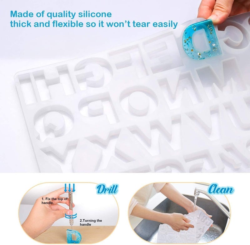 Snoogg Snoogg Resin Silicone ABCD Mold Without Hole and All 4 Colour Metallic Alcoholic Pigment Ink for Key Chain, Jewellery Accessories DIY Craft and More - Image 3