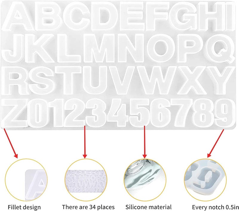 Snoogg Snoogg Resin Silicone ABCD Mold Without Hole and All 4 Colour Metallic Alcoholic Pigment Ink for Key Chain, Jewellery Accessories DIY Craft and More - Image 5