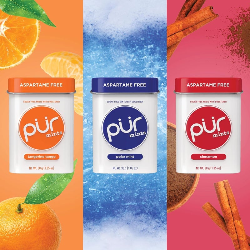 PUR Gum PUR Mints Variety Pack - Aspartame Free, Sugar Free, Vegan, Gluten Free & Keto Friendly - 30 Pieces Each of Peppermint, Spearmint, Tangerine Tango, Polar Mint, and Cinnamon - Image 4