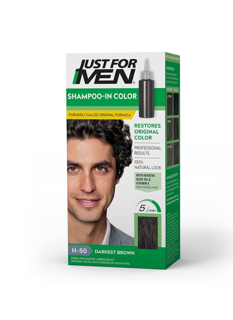 Just For Men Just For Men ShampooIn Color Formerly Original Formula Mens Hair Color with Keratin and Vitamin E for Stronger Hair  Darkest Brown H50 Pack of 1 
