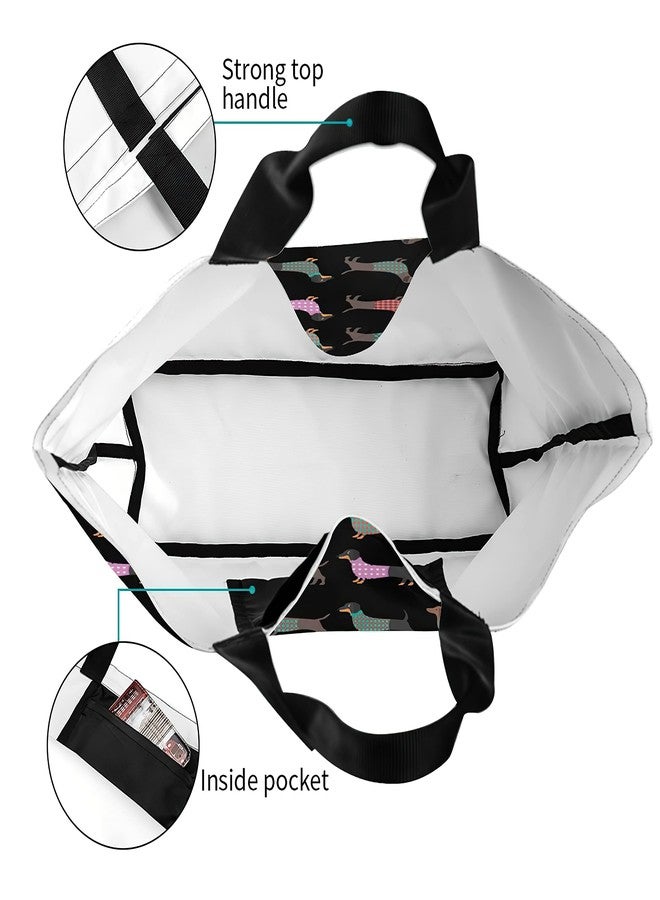 aportt Dachshund Reusable Grocery Bag Cute Tote Bag Shopping Bag Canvas Bag with Strong Handle Washable Bag for Beach Travel, Dachshund, Medium - Image 5