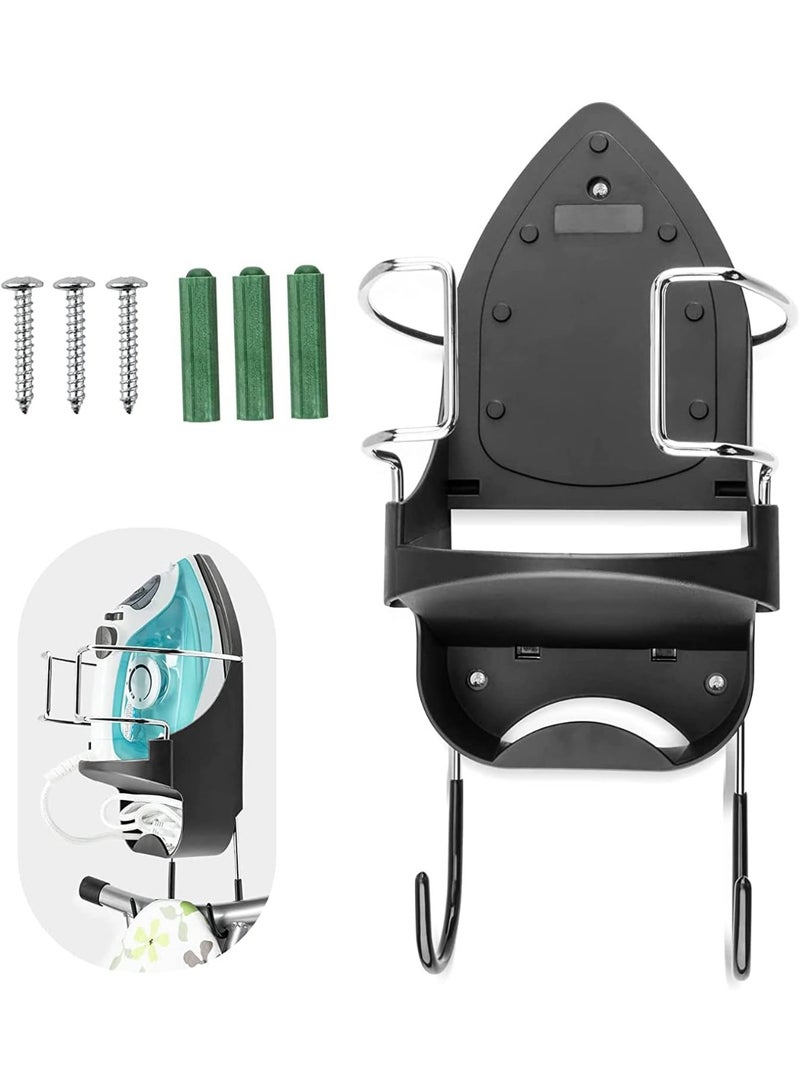 Soofam Ironing Board Hanger, 15 cm Width Wall Mount With Heat Resistant Iron Rack and Hooks for Home Bathroom - Image 1