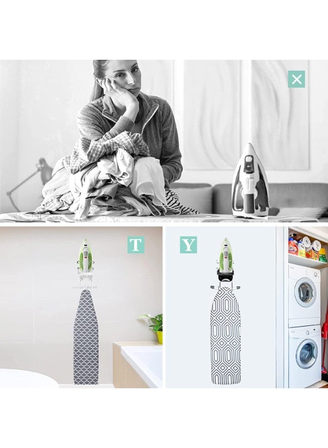 Soofam Ironing Board Hanger, 15 cm Width Wall Mount With Heat Resistant Iron Rack and Hooks for Home Bathroom - Image 4