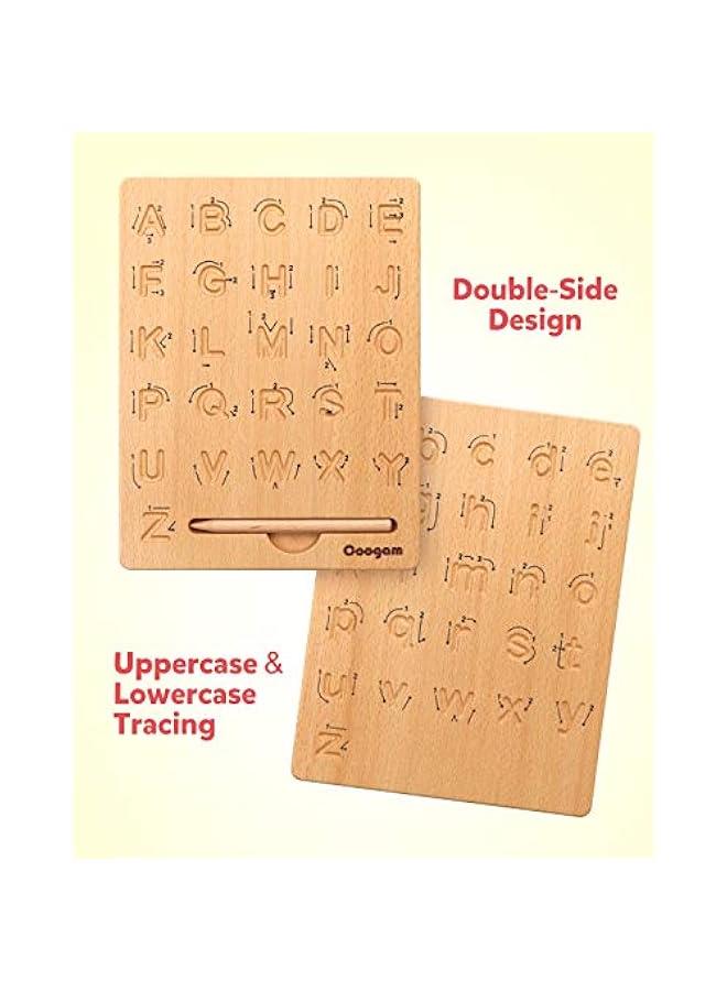 Wooden Alphabet Tracing Board Double Sided Montessori Learning Toy Fine Motor Skills Practice Educational Game for Preschool Kids Ages Three to Five - Image 2