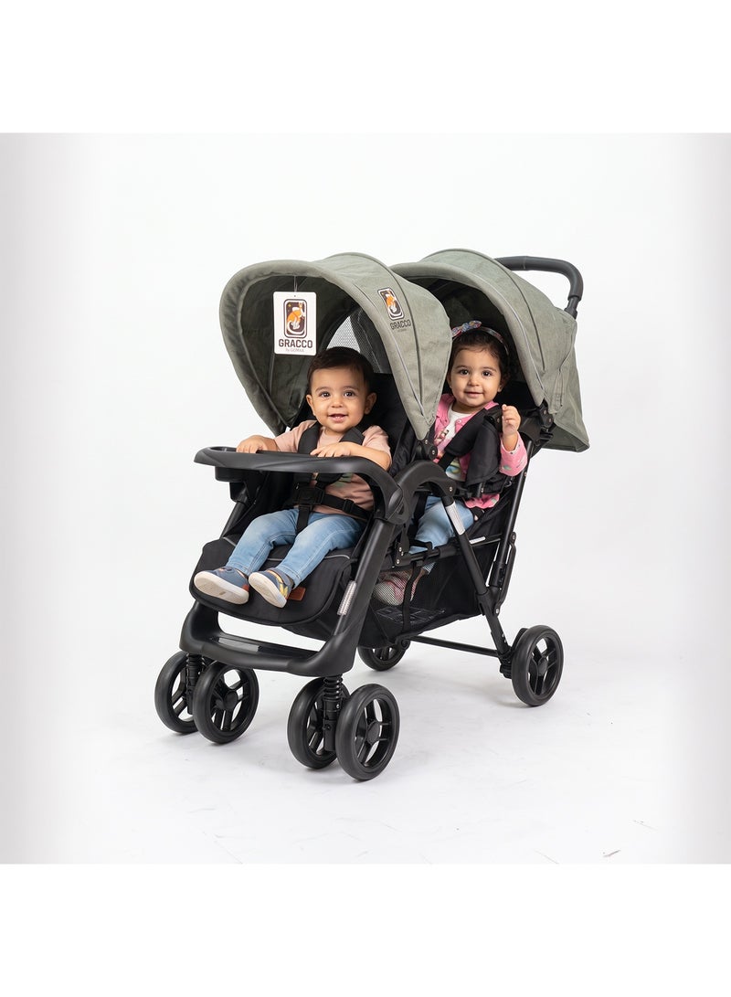 graco twins Stroller, Foldable Double Stroller Newborn and Toddler with Umbrella, with Storage Basket