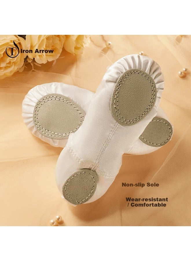 Tiejian Children's Dance Shoes Slip-on Satin White Ballet Practice Shoes Girls Chinese Dance Shoes White Size 34 - Image 3
