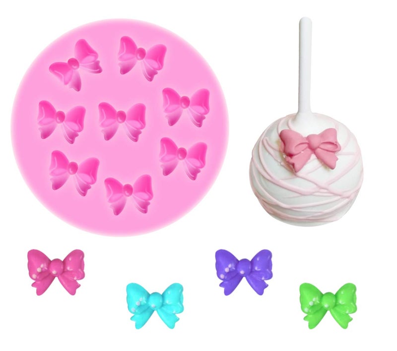 YunKo W0770 8 Mini Bows Silicone Fondant Molds Sugar Candy Cake Pop Bow Craft Molds DIY Cake Decorating - Image 1