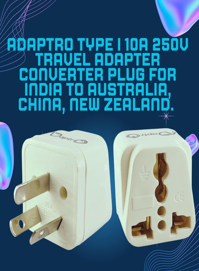 Adaptro 3 Pcs. Australia Travel Adapter for India to Australia, New Zealand, Argentina, Fiji, China & More Plug Converter, 10A 3 Pin Type i Perfect for Charge Laptop, Mobile, Camera (Pack of 3) White - Image 3