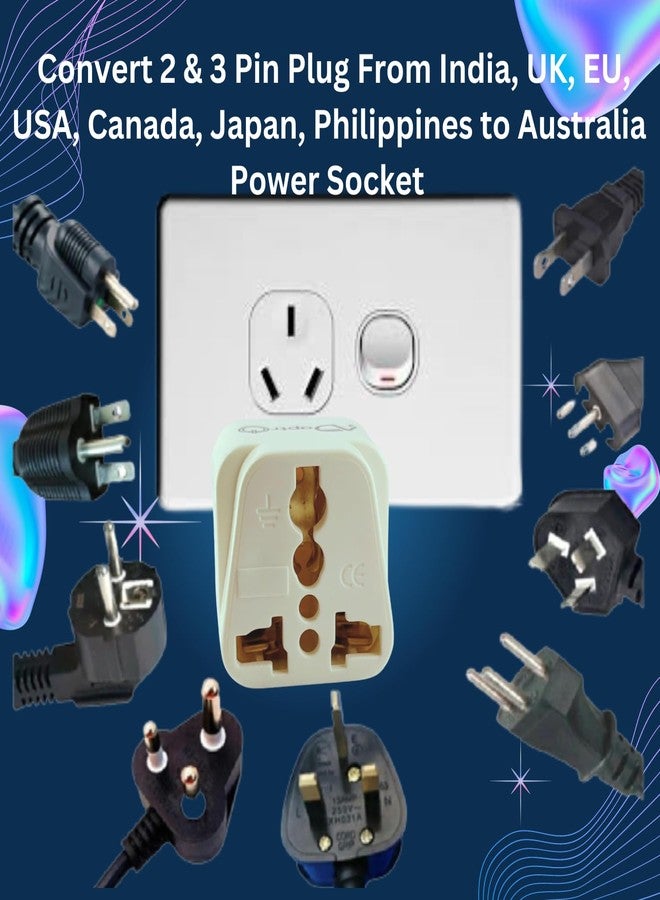 Adaptro 3 Pcs. Australia Travel Adapter for India to Australia, New Zealand, Argentina, Fiji, China & More Plug Converter, 10A 3 Pin Type i Perfect for Charge Laptop, Mobile, Camera (Pack of 3) White - Image 4