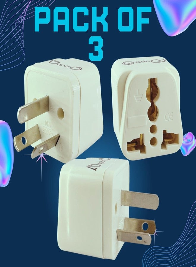 Adaptro 3 Pcs. Australia Travel Adapter for India to Australia, New Zealand, Argentina, Fiji, China & More Plug Converter, 10A 3 Pin Type i Perfect for Charge Laptop, Mobile, Camera (Pack of 3) White - Image 2