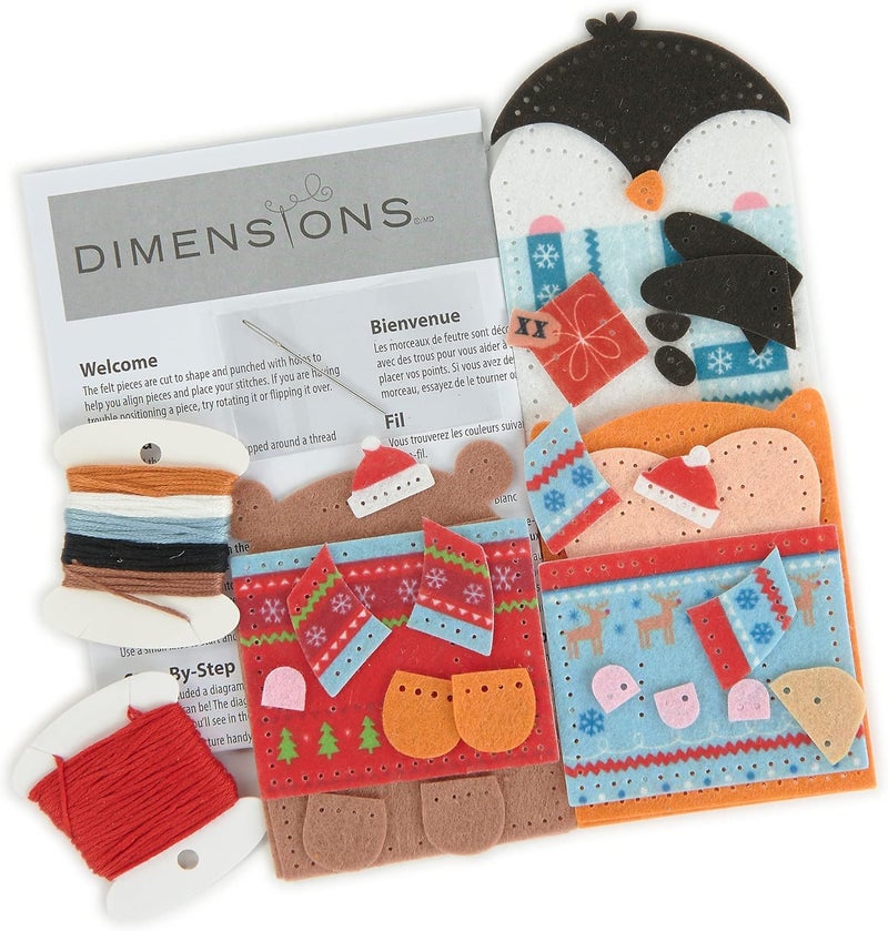 Dimensions 72-08291 DIY Christmas Ornaments and Gift Card Holders Felt Applique Kit, Sizes Vary, Multicolor, 4pcs - Image 3