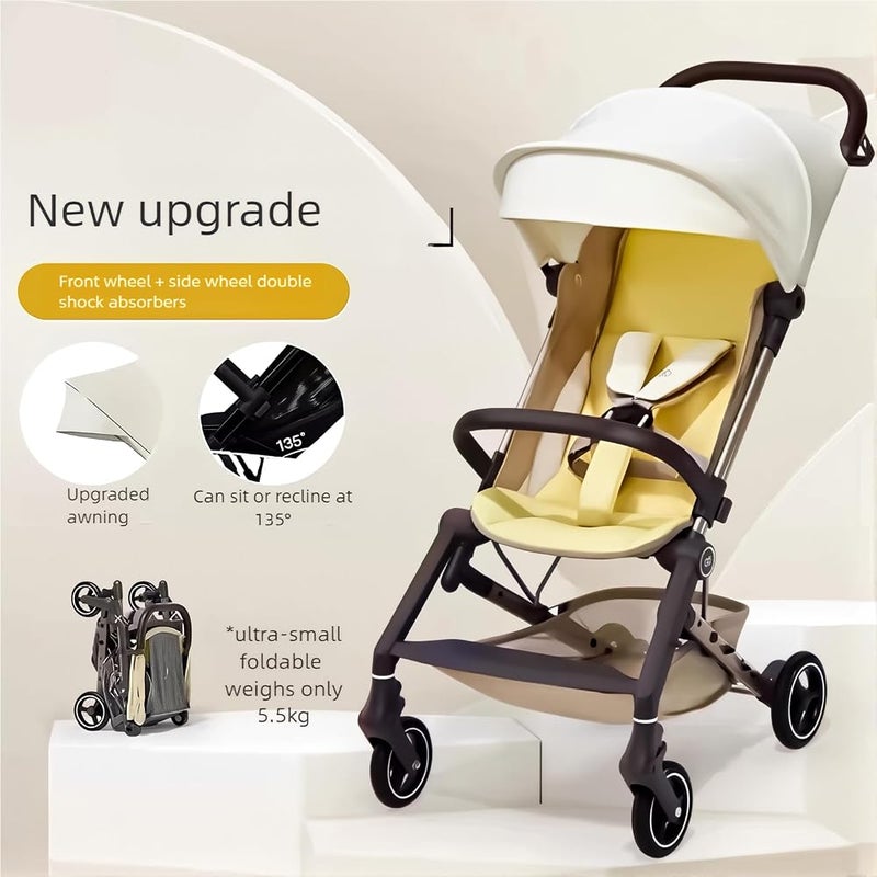 gb FLAM Plus Lightweight Baby Stroller, Easy Fold, Compact Toddler Travel Stroller for Airplane, 5 Point Safety Harness, Yellow - Image 2