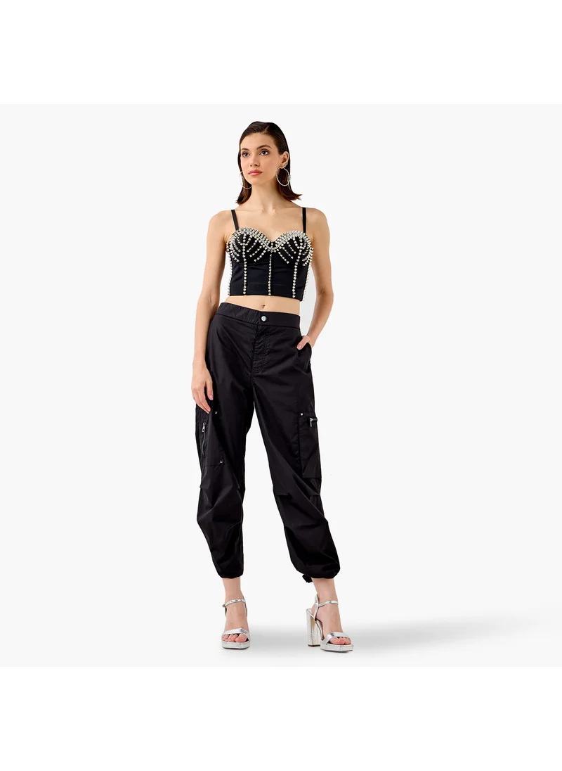 2Xtremz Stud Embellished Strappy Crop Top
