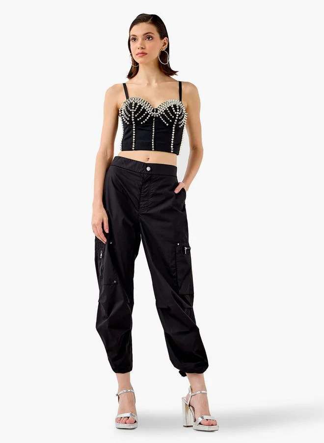 2Xtremz Stud Embellished Strappy Crop Top
