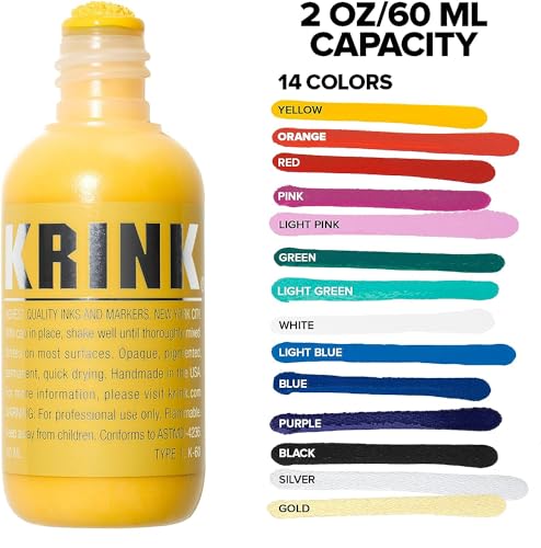 Krink K-60 Yellow Paint Marker - Vibrant and Opaque Fine Art Graffiti Markers for Canvas Metal Glass Paper and More - Alcohol-Based Permanent Graffiti Mop Krink Paint Marker for Lasting Tags - Image 3