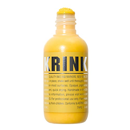 Krink K-60 Yellow Paint Marker - Vibrant and Opaque Fine Art Graffiti Markers for Canvas Metal Glass Paper and More - Alcohol-Based Permanent Graffiti Mop Krink Paint Marker for Lasting Tags - Image 1