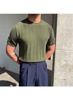 Cool Tarz Cool Style Smoke-Khaki-Grey 3-Piece Men's Round Neck Knitted T-Shirt  - Image 2
