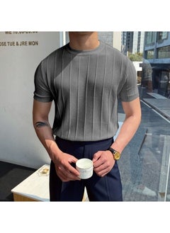 Cool Tarz Cool Style Smoke-Khaki-Grey 3-Piece Men's Round Neck Knitted T-Shirt  - Image 3