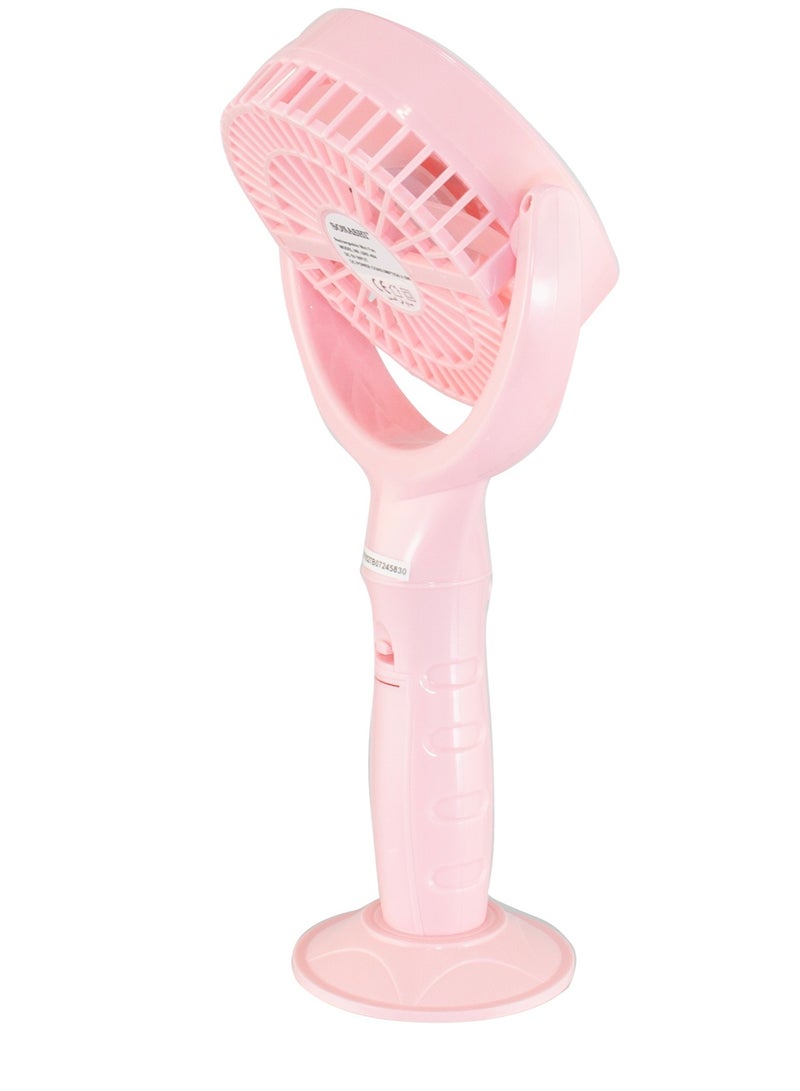 SONASHI Rechargeable Mini Fan With 3 Speeds | Handheld And Portable Design | Continuous Working Of 4.5 Hours | Featured with 30° Angle Adjust and Charging Indicator | 5V Type-C Charge SRF-404 Pink - Image 3