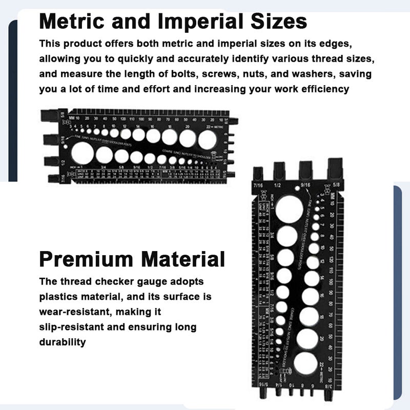 Nut Bolt Size Checker Gauge for Metric and Imperial Thread Tester Easy Size Identification Tool Practical Thread Measuring Gauge Identifier - Image 4