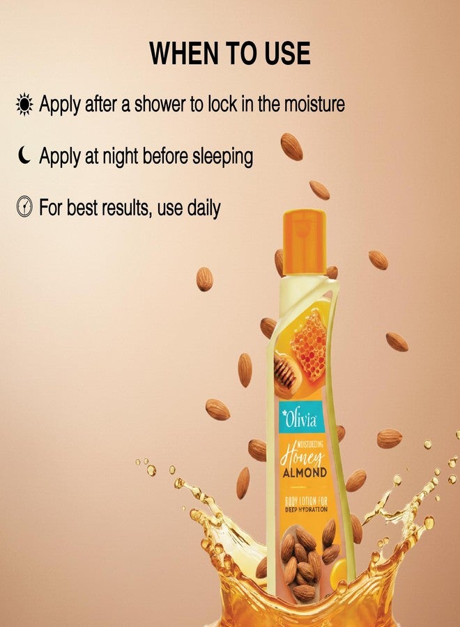 Olivia Honey Almond Body Lotion for Deep Hydration | Non-Sticky Moisturiser with Vitamin E | Repairs Skin, Reduces Wrinkles & Fine Lines, Improves Elasticity | For Rough, Acne-Prone Skin | 100ml - Image 4