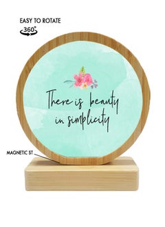 Protective Printed White Round Shape Wooden Photo Frame for Table Top With Portable Stand There Is Beauty In Simplicity