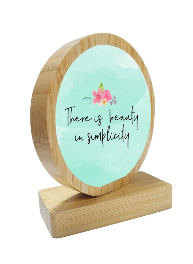 Service Zone - Protective Printed White Round Shape Wooden Photo Frame for Table Top With Portable Stand There Is Beauty In Simplicity - Image 1
