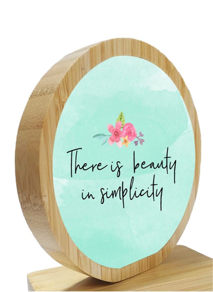 Service Zone - Protective Printed White Round Shape Wooden Photo Frame for Table Top With Portable Stand There Is Beauty In Simplicity - Image 1