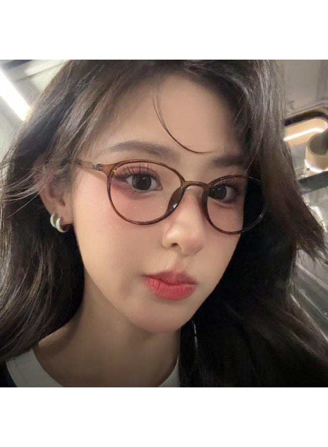 Boshide Blue Light Blocking Gl Non-prescription Radiation Protection Ultra-light Brown Oval Small Frame Slim Face Brown