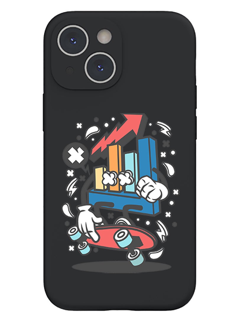 Theodor غطاء سليم واقي من السيليكون السائل مع حماية كاملة للجسم مضاد للخدش وصدمات لهاتف آيفون 15 بلس باللون الأسود - سوق الأسهم - Image 1