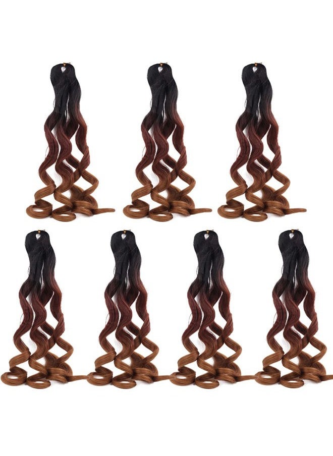 XCXINGJIA - French Curly Braiding Hair Loose Wavy 7 Packs Bouncy Braiding Hair Extensions Synthetic Pre Stretched French Curl Crochet Hair Extensions 75g/Pack (22 inch（7 pack）, TB/30/27#) - Image 1