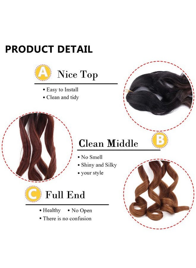 XCXINGJIA - French Curly Braiding Hair Loose Wavy 7 Packs Bouncy Braiding Hair Extensions Synthetic Pre Stretched French Curl Crochet Hair Extensions 75g/Pack (22 inch（7 pack）, TB/30/27#) - Image 1