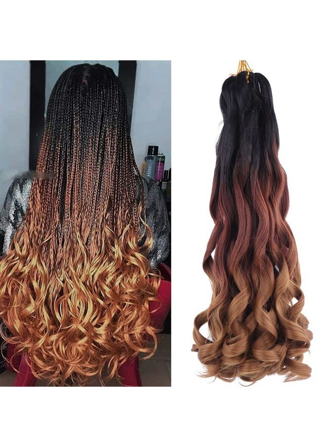 XCXINGJIA - French Curly Braiding Hair Loose Wavy 7 Packs Bouncy Braiding Hair Extensions Synthetic Pre Stretched French Curl Crochet Hair Extensions 75g/Pack (22 inch（7 pack）, TB/30/27#) - Image 1