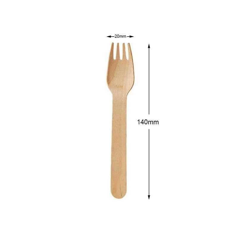 Ezee Wooden Disposable Dinner Fork 140 mm I Pack of 25 - Image 3