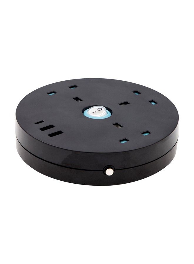 HOMEBEST موزع طاقة 3 مآخذ بريطانية 2 منفذ USB-A 1 منفذ USB-C بطول 2 متر باللون الأسود - Image 1