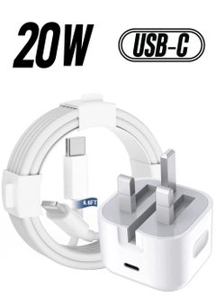 iPhone 20W Fast Charger with USB-C Wall Plug and 1M Charging Cable – Compatible with iPhone 13, 12, 11 Pro Max, Mini, X, XR, XS, 8