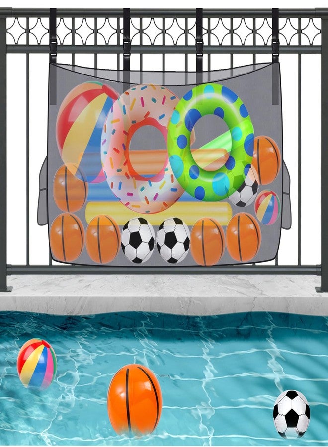 Profully Pool Float Storage Mesh Bag, Pool Float Net Organizer for Pool Inflatable Balls Toys, Floats Ring, Pool Noodles Rafts and Pool Accessories, Black - Image 1