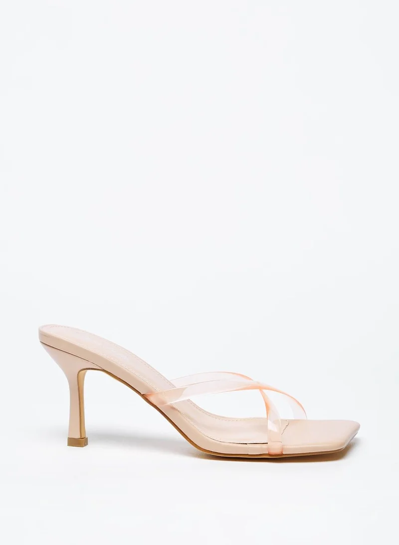 Flora Bella Criss Cross Strap Slip On Sandals with Stiletto Heels